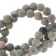 Natural stone beads round 6mm matte Grass flower